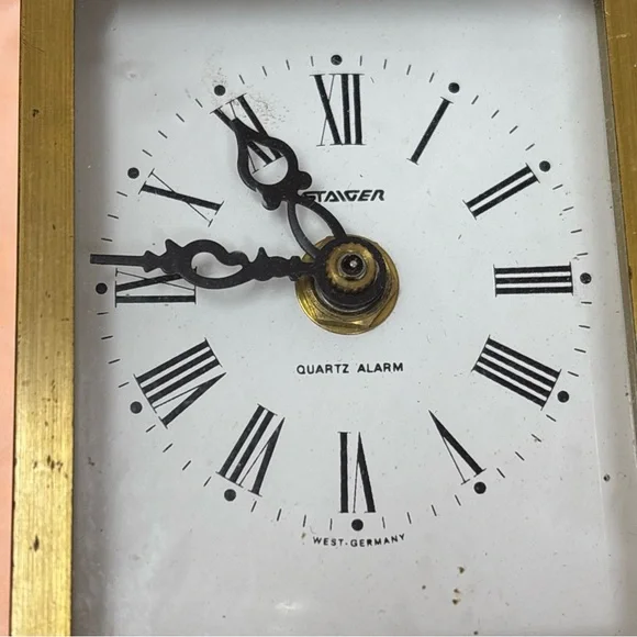 Quartz Alarm Carriage Clock in Brass Finish non working prop from west Germany - Picture 10 of 16